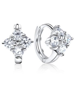 Stone Set Square Huggies Earring STHG-06